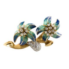 18K Enamel and Diamond Brooch En Suite