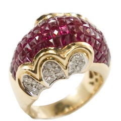 Invisibly Set Ruby and Diamond Ring