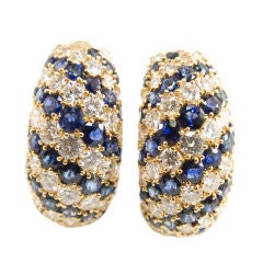 18k Sapphire and Diamond Loop Earrings