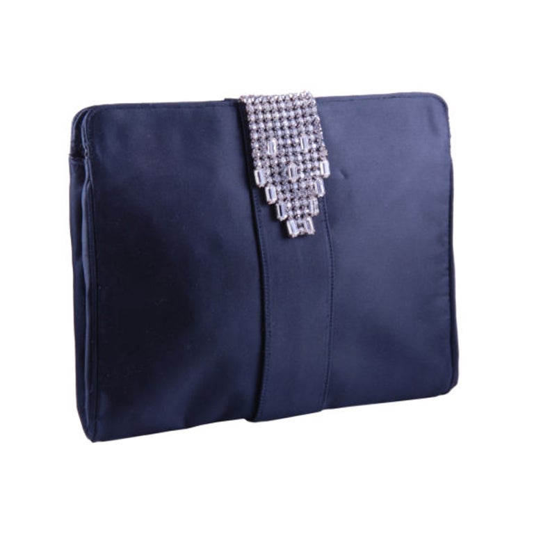 Morris Moskowitz Art Deco Style Black Satin Clutch