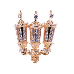 KJL Three Lantern Rhinestone Brooch