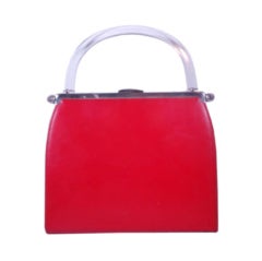 Iconic 1960's Lucite Handle Red Purse