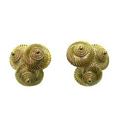 A Rare  Pair of  Rene Boivin Gold Spiral Coil Earclips