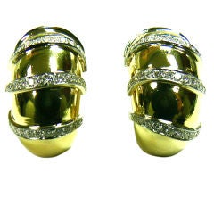 Bold Diamond and Gold Earclips