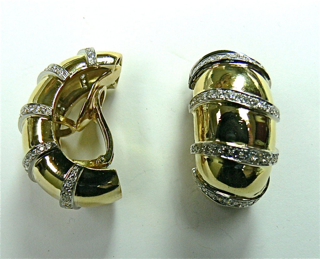 Bold Diamond and Gold Earclips