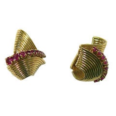 Gold and Ruby 1950
s Earclips Gold and Ruby 1950
s Earclips