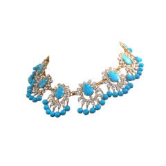 Kenneth Jay Lane Vintage 60's Turquoise fringe Necklace