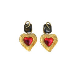 Yves Saint Laurent Vintage Gripoix Heart Earrings