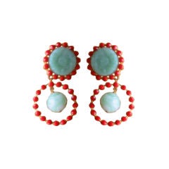 Yves Saint Laurent Vintage Jade Clip Earrings