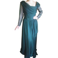 OSCAR DE LA RENTA Green Silk Gown Sz 8
