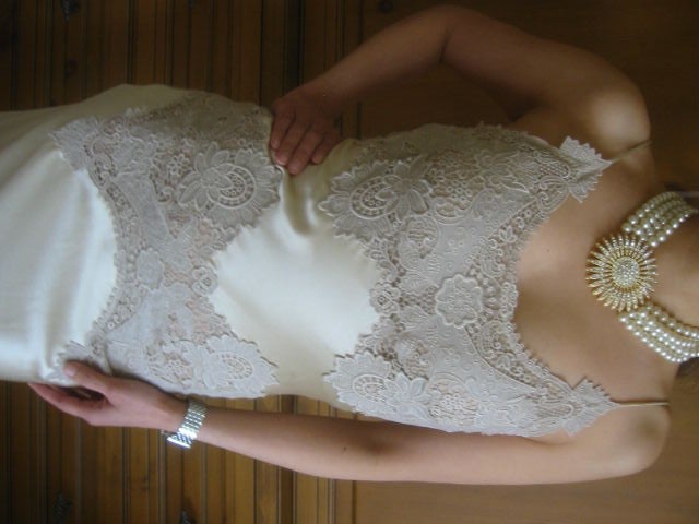Alexander McQueen Lace Inset Silk Charmeuse Gown Sz 6