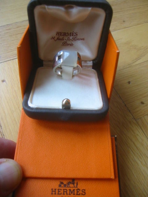 Hermes Vintage Sterling Silver Moonstone and Diamond Ring 4