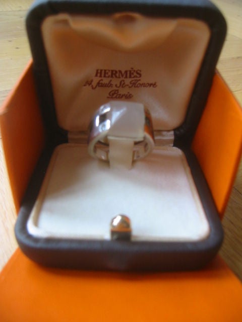 Hermes Vintage Sterling Silver Moonstone and Diamond Ring 5
