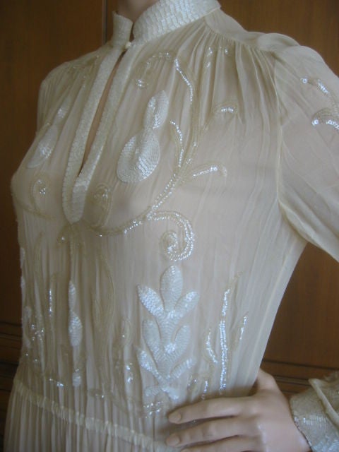 Women's Haute Couture Numbered Feraud Beaded Silk Chiffon Dress