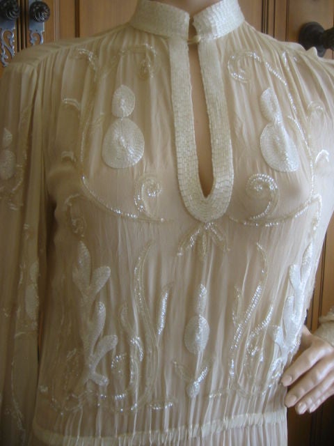 Haute Couture Numbered Feraud Beaded Silk Chiffon Dress 5