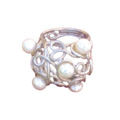 SOLANGE AZAGURY-PARTRIDGE Swirly Silver Pearl Ring
