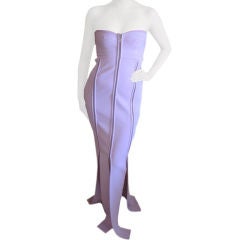 Retro HERVE LEGER France Sexy Bandage Zipper Column Gown Sz S