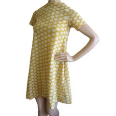 RUDI GERNREICH Vintage Mod Yellow Polka Dot Dress Sz XS
