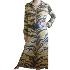 Leonard Paris Vintage Tiger Print Jersey Dress