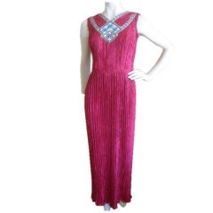 Vintage MARY McFADDEN COUTURE Sexy Beaded Burgundy Gown Sz 8