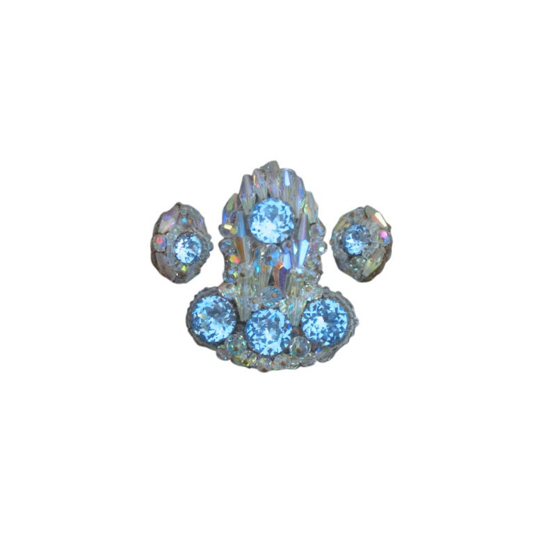 Miriam Haskell Gorgeous Vintage Crystal Brooch & Earrings Set