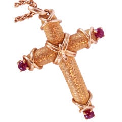 Tiffany & Co. Schlumberger 18K ,  Ruby Cross and  Chain