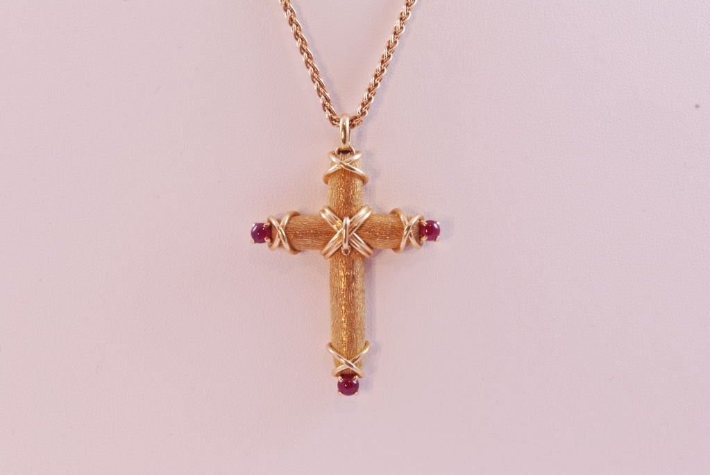 Tiffany & Co. Schlumberger 18K ,  Ruby Cross and  Chain 7