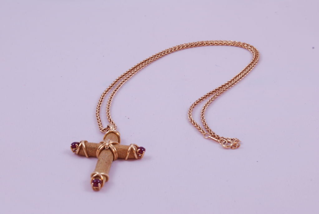 Tiffany & Co. Schlumberger 18K ,  Ruby Cross and  Chain 2