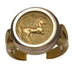 LIPTEN 18K YELLOW WHITE GOLD 'STAR' HORSE RING size 6