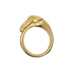 Lipten 18K YELLOW WHITE GOLD 3-D HORSE WITH HOOF RING