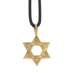 Lipten 18K GOLD STAR OF DAVID NECKLACE ON CORD jUDAICA