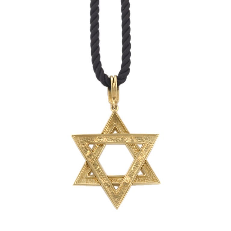 Lipten 18K GOLD STAR OF DAVID NECKLACE ON CORD jUDAICA