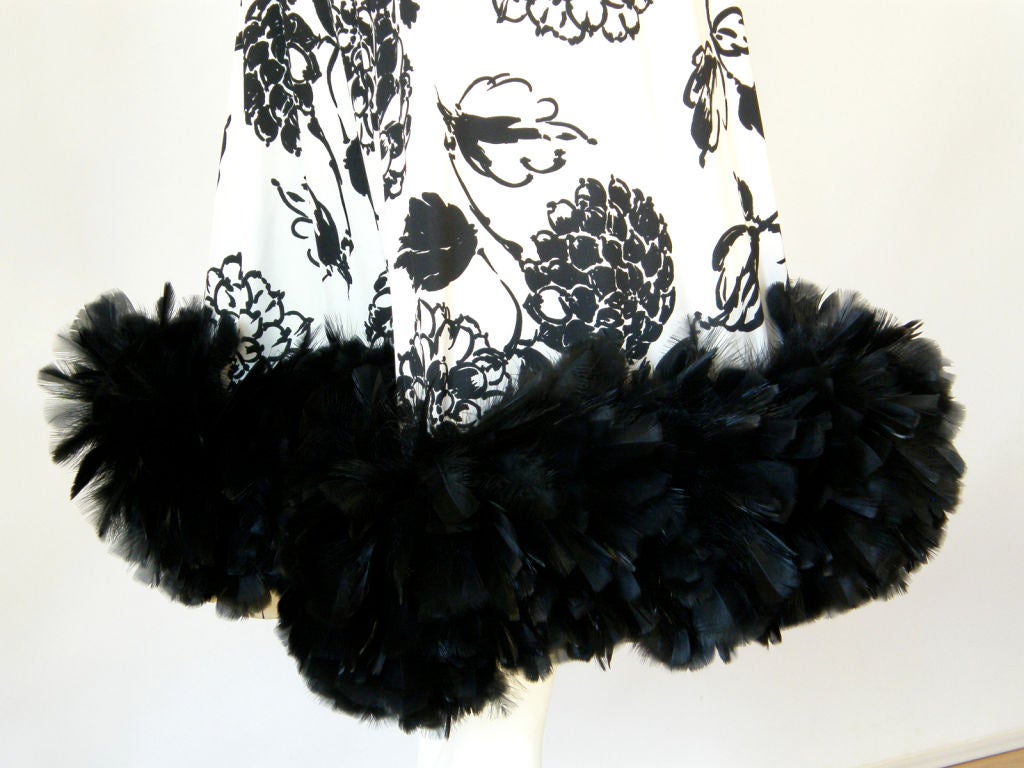 Floral Dress and Wrap with Feather Trim 4