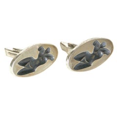 Vintage Dunhill Elliptical Cuff Links with Figures