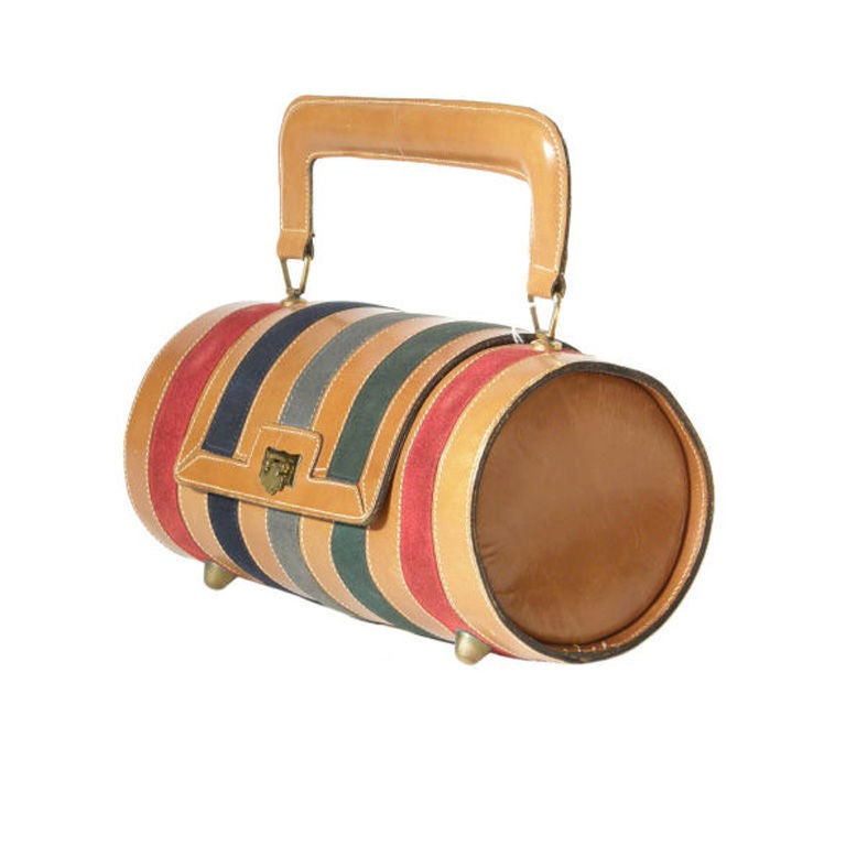 Striped Barrel Handbag by Josef