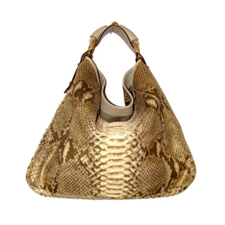 Gucci Snakeskin Hobo bag in Pearl and Metallic Python at 1stdibs