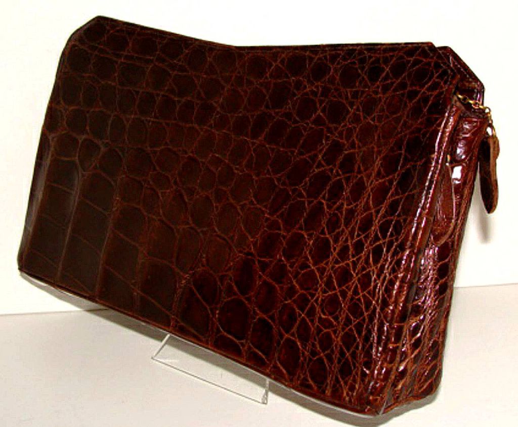 Brown Crocodile Clutch 6