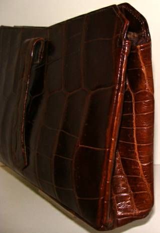 Brown Crocodile Clutch 1