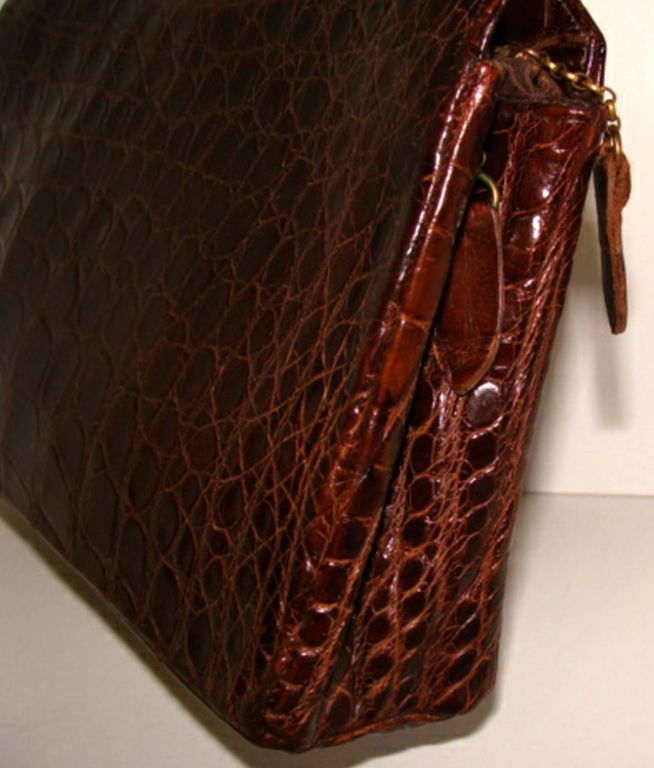 Brown Crocodile Clutch 2