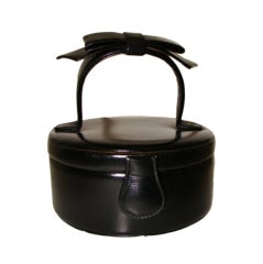 Vintage Black Calfskin Hatbox Purse for Evening by Greta