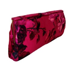 Hot Pink Floral Silk Clutch