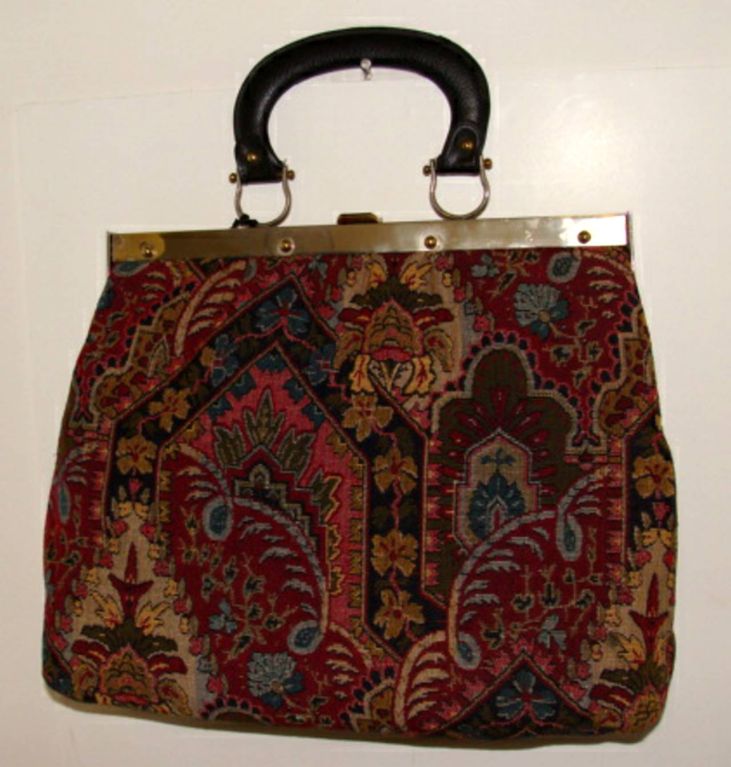 Large Tapestry Satchel Handbag Purse 2