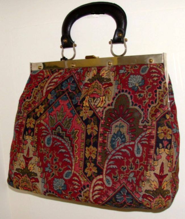 Large Tapestry Satchel Handbag Purse 3