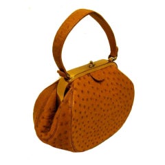 Full Quill Tan Ostrich Handbag - Nettie Rosenstein w/accessories