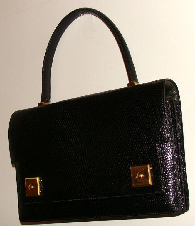 Hermes Black Lizard Piano Bag Purse Handbag at 1stDibs | hermes piano ...