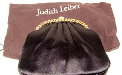 Black Satin Evening Clutch Shoulder Bag by Judith Leiber 6