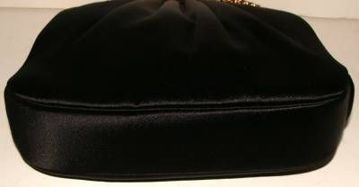 Black Satin Evening Clutch Shoulder Bag by Judith Leiber 2