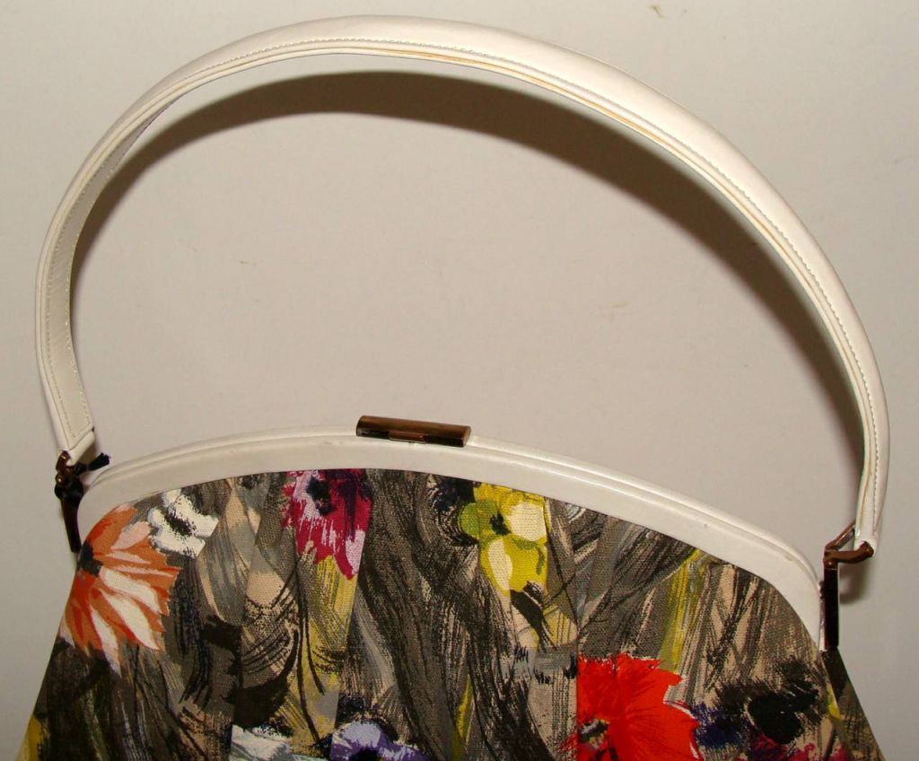 Spring!  Extraordinary Large Handscreened Floral Structured Handbag 2