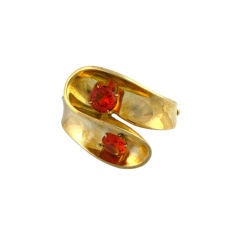 Gilt and Faux Citrine Sterling Cuff