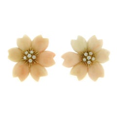 Van Cleef & Arpels Angel Skin Coral, Diamond & Gold Earrings